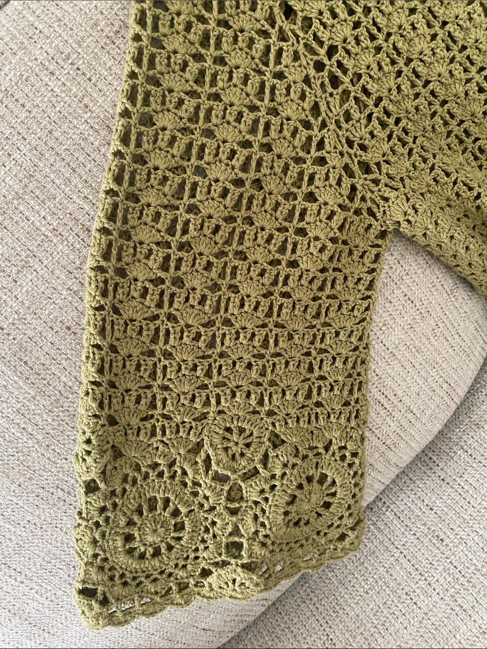 Ruby Rd. Olive Green Crochet Open-Front Shrug - Picture 3 of 5